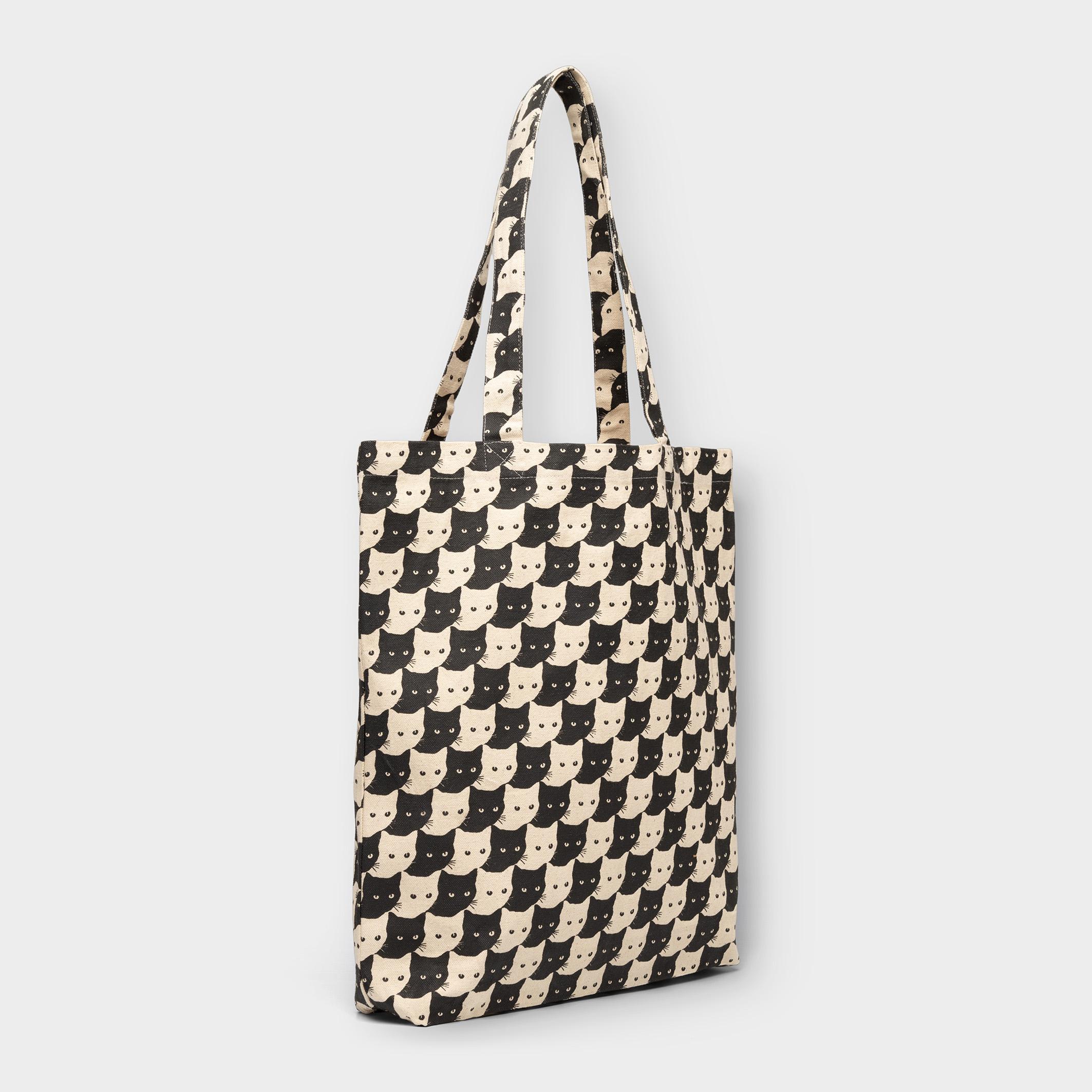 Dedicated Torekov Pepita Cats Tote Bag unisex Tragetasche weiß